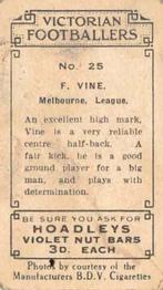 1933 Hoadley's Victorian Footballers #25 Pop Vine Back